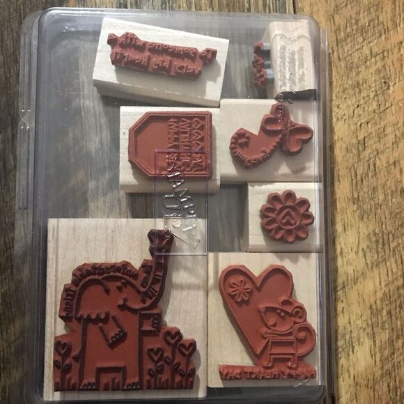 Stampin up Happy Heart day rubber stamps set of 7 in package valentines - Picture 2 of 3